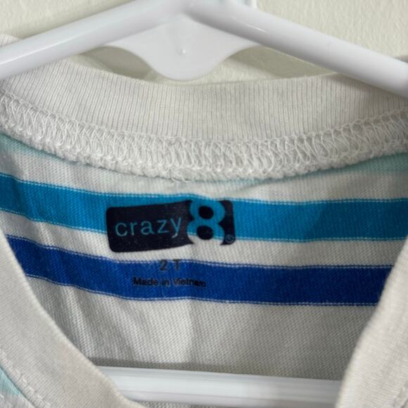 Crazy 8 White & Blue Striped Tank Top Size 2T - Picture 2 of 4